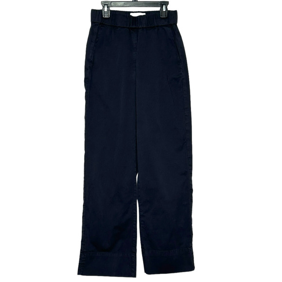 Everlane black straight wider legs  pull on pants size 0 - Picture 1 of 10